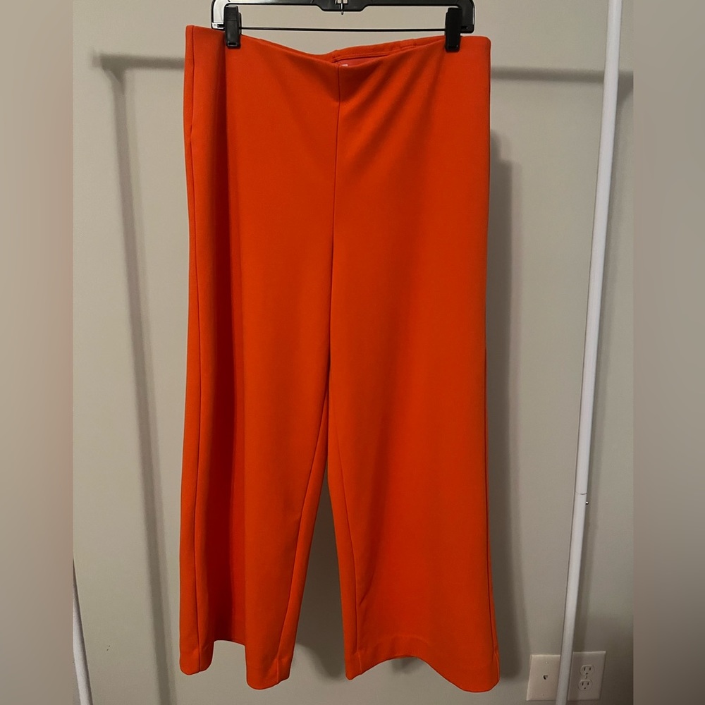 Loft orange cropped wide leg pants